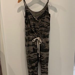 Enza Costa French Linen Jumpsuit in Camo print